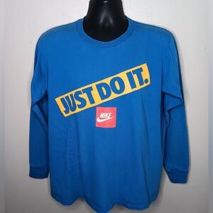 VTG 80s 90s Just Do It Men's Large T-shirt Single Stitch Blue L/S Nike USA